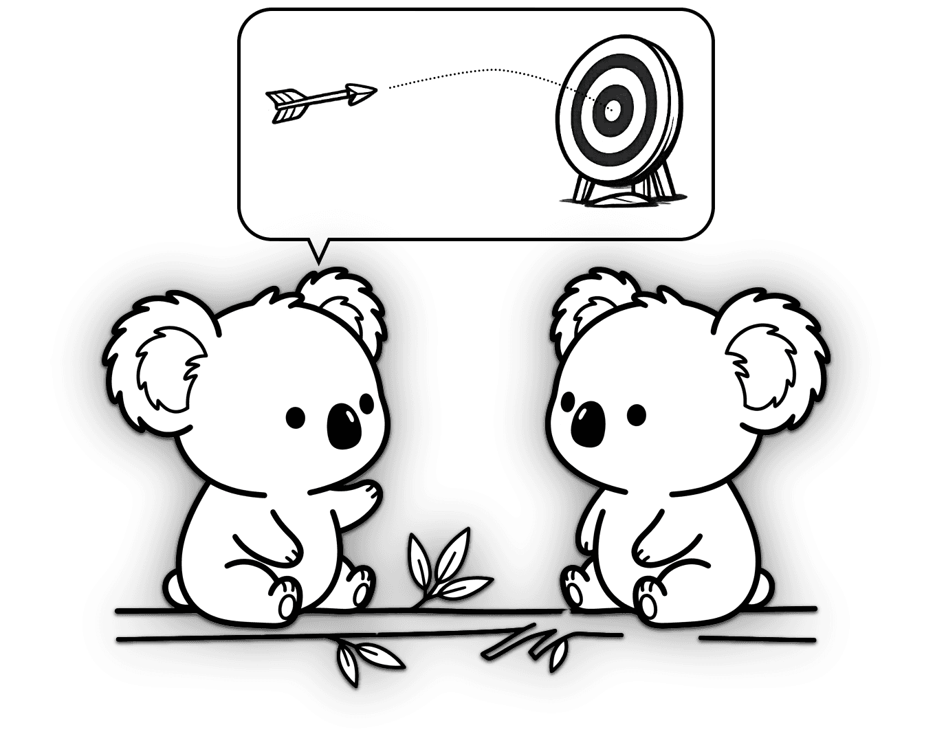 Koalas setting an objective toward a goal